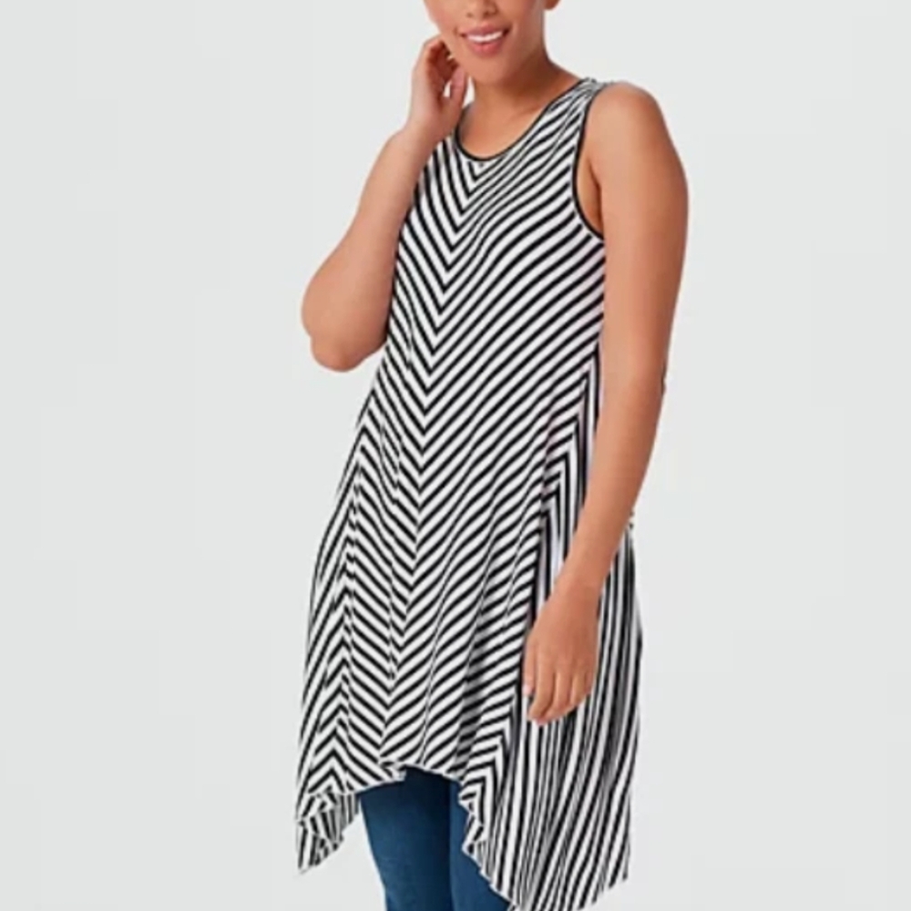 Mossimo Black White Chevron Striped Dress